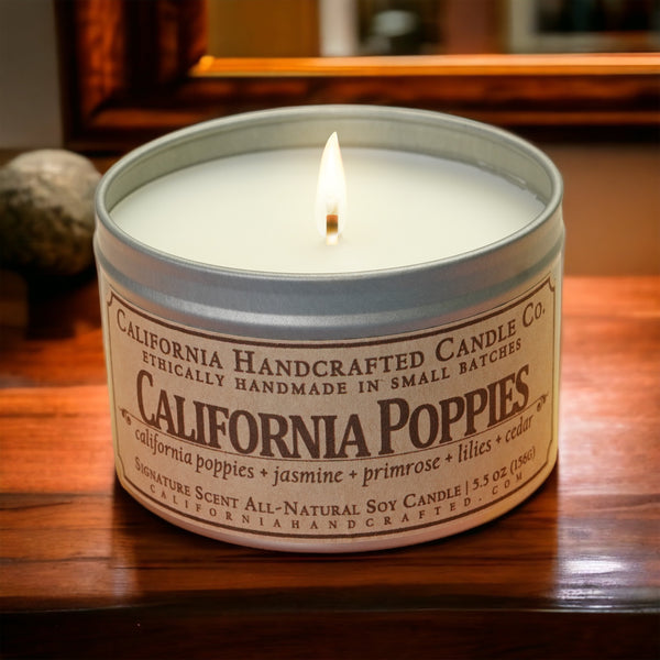 California Poppies Scented Soy Wax Travel Candle