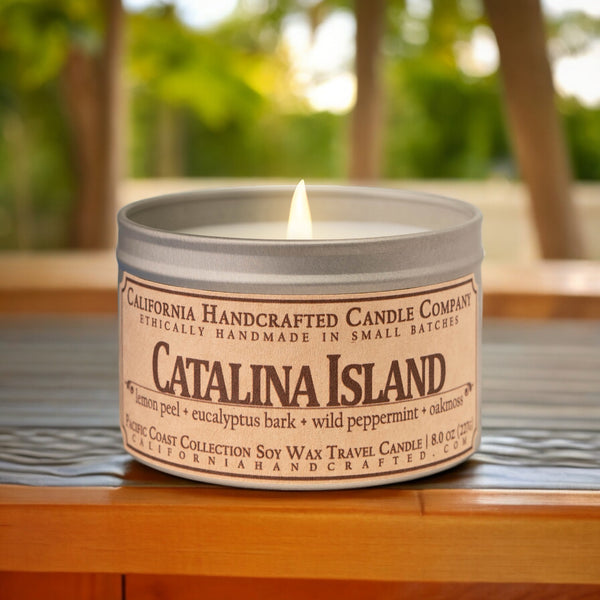 Catalina Island Scented Soy Wax Travel Candle | Lemon Peel + Eucalyptus Bark + Wild Peppermint + Oakmoss