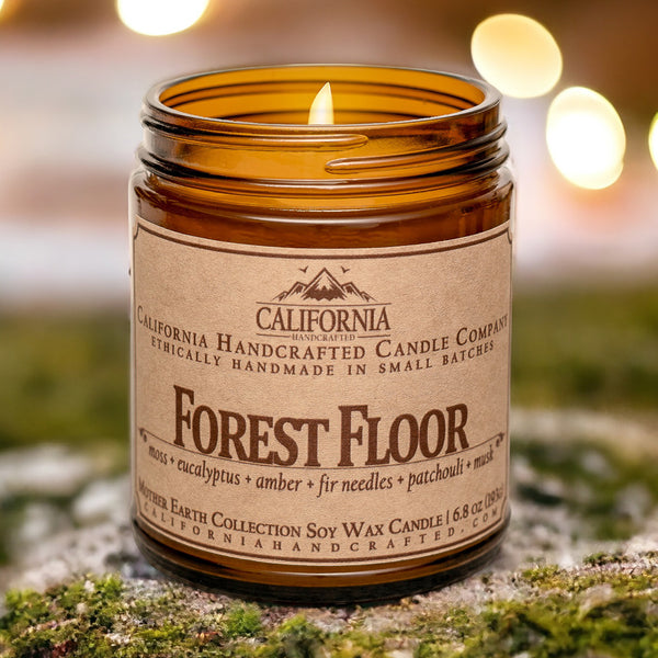 Forest Floor Scented Soy Wax Jar Candle | Moss + Eucalyptus + Amber + Fir Needles + Patchouli + Musk