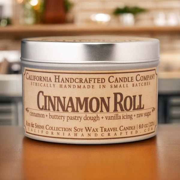 Cinnamon Roll Scented Soy Wax Travel Candle | Cinnamon + Buttery Pastry Dough + Vanilla Icing + Raw Sugar