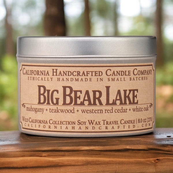 Big Bear Lake Soy Wax Travel Candle - Forest Adventure, Hand-Poured, Eco-Friendly 8oz Tin, Woodland Scents