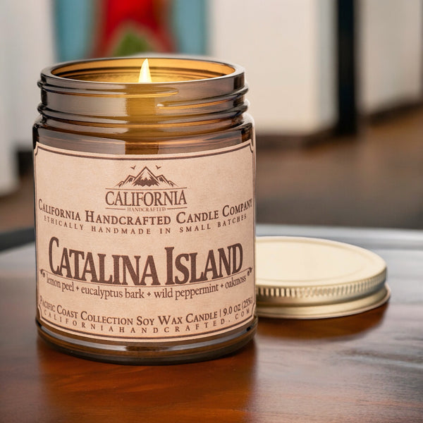 Catalina Island Scented Soy Wax Travel Candle | Lemon Peel + Eucalyptus Bark + Wild Peppermint + Oakmoss