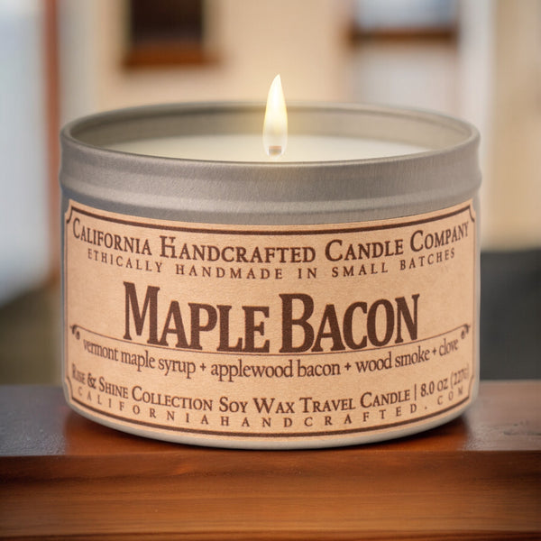 Maple Bacon Soy Wax Travel Candle | Sweet Maple, Smoky Bacon & Warm Spices