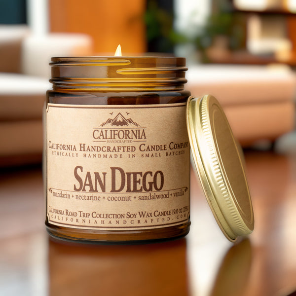 San Diego Scented Soy Wax Jar Candle | Mandarin + Nectarine + Coconut + Sandalwood + Vanilla