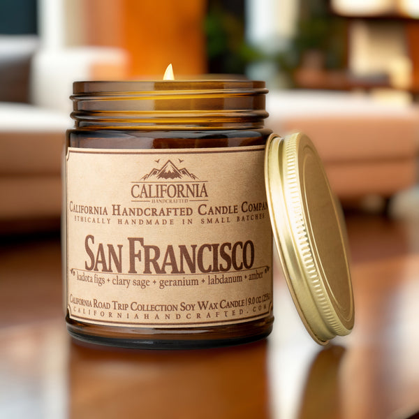 San Francisco Scented Soy Wax Jar Candle | Kadota Figs + Clary Sage + Geranium + Labdanum + Amber