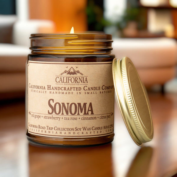 Sonoma Scented Soy Wax Jar Candle | Red Grape + Strawberry + Tea Rose + Cinnamon + Citrus Peel