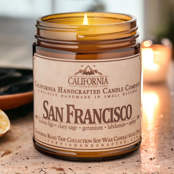 San Francisco Scented Soy Wax Jar Candle | Kadota Figs + Clary Sage + Geranium + Labdanum + Amber