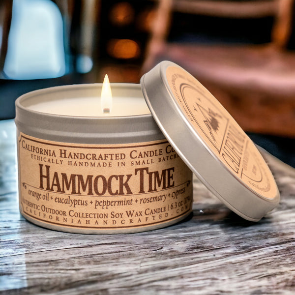 Hammock Time Scented Soy Wax Travel Candle | Orange Oil + Eucalyptus + Peppermint + Rosemary + Cypress