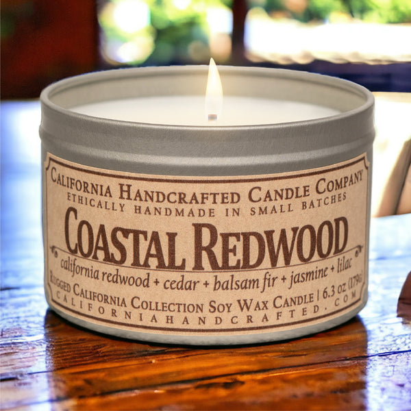 Coastal Redwood Scented Soy Wax Travel Candle