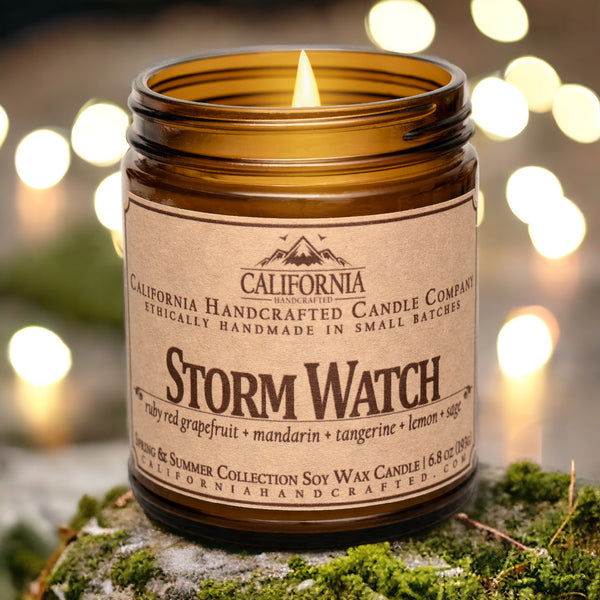 Storm Watch Scented Soy Wax Jar Candle | Cardamom + Lily Of The Valley + Bergamot + Oakmoss + Amber