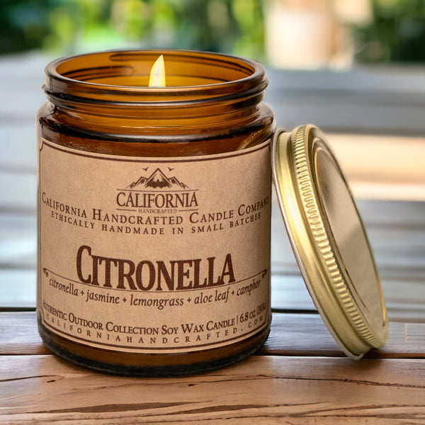 Citronella Scented Soy Wax Jar Candle | Citronella + Jasmine + Lemongrass + Aloe Leaf + Camphor