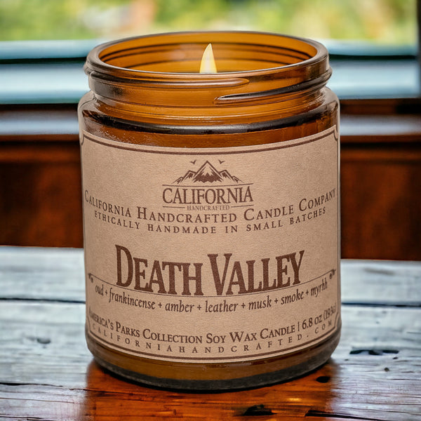 Death Valley National Park Scented Soy Wax Jar Candle | Oud + Frankincense + Amber + Leather + Musk + Smoke + Myrhh