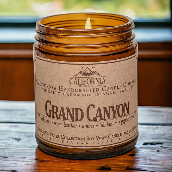 Grand Canyon National Park Scented Soy Wax Jar Candle | Wild Iris + Worn Leather + Amber + Labdanum + Peppercorn