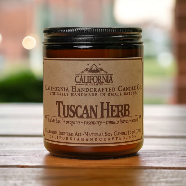 Tuscan Herb Scented Soy Wax Amber Jar Candle