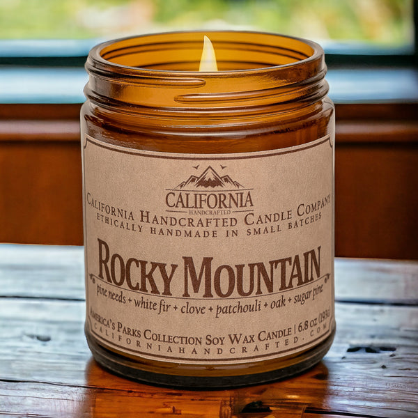Rocky Mountain National Park Scented Soy Wax Jar Candle | Pine Needles + White Fir + Clove + Patchouli + Oak + Sugar Pine