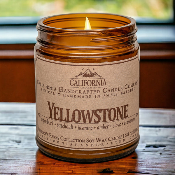 Yellowstone National Park Scented Soy Wax Jar Candle | Aspen Bark + Patchouli + Jasmine + Amber + Clove + Cinnamon