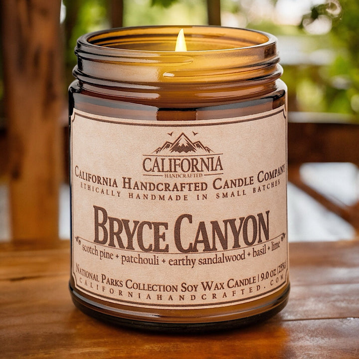 Bryce Canyon Soy Wax Amber Jar Candle | Scotch Pine + Patchouli + Earthy Sandalwood | 9 oz Jar - California Handcrafted