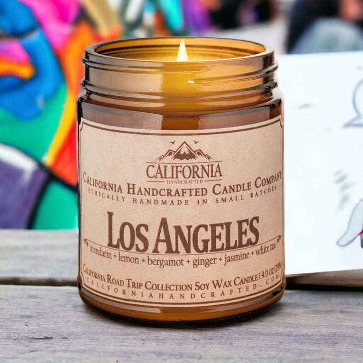 Los Angeles Soy Wax Amber Jar Candle | Mandarin + Lemon + Bergamot | 9 oz Jar - California Handcrafted