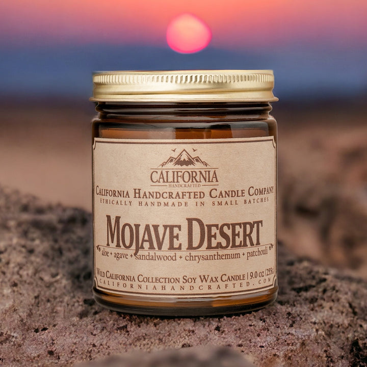 Mojave Desert Soy Wax Amber Jar Candle | Aloe + Agave + Sandalwood | 9 oz Jar - California Handcrafted
