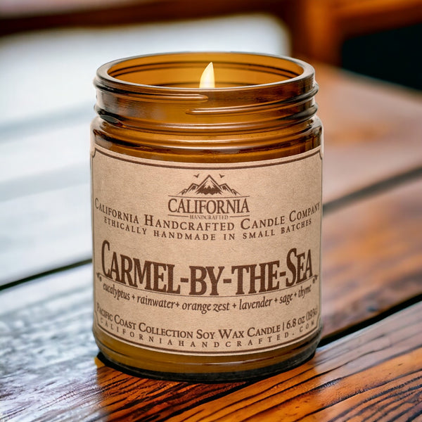 Carmel-by-the-Sea Scented Soy Wax Jar Candle | Eucalyptus + Rainwater + Orange Zest + Lavender + Sage + Thyme