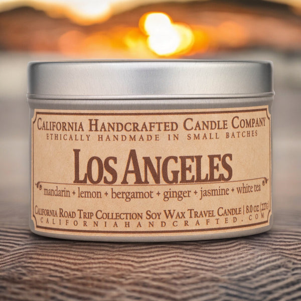 Los Angeles Scented Soy Wax Travel Candle | Mandarin + Lemon + Bergamot + Ginger + Jasmine + White Tea