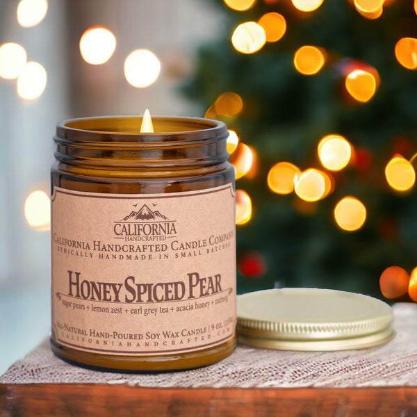 Honey Spiced Pear Scented Soy Wax Jar Candle | Sugar Pears + Lemon Zest + Earl Grey Tea + Acacia Honey + Warm Nutmeg