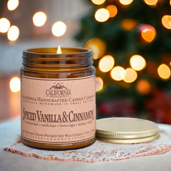 Spiced Vanilla & Cinnamon Scented Soy Wax Jar Candle | Cinnamon Bark + Vanilla Bean + Brown Sugar + Clove + Nutmeg + Maple