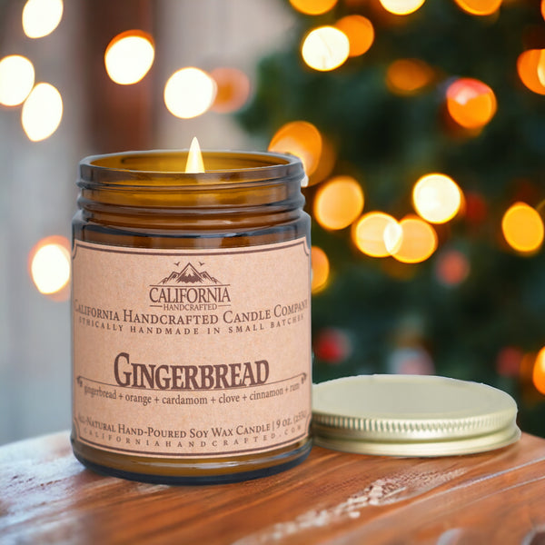 Gingerbread Scented Soy Wax Jar Candle | Gingerbread + Orange + Cardamom + Clove + Cinnamon + Rum + Vanilla