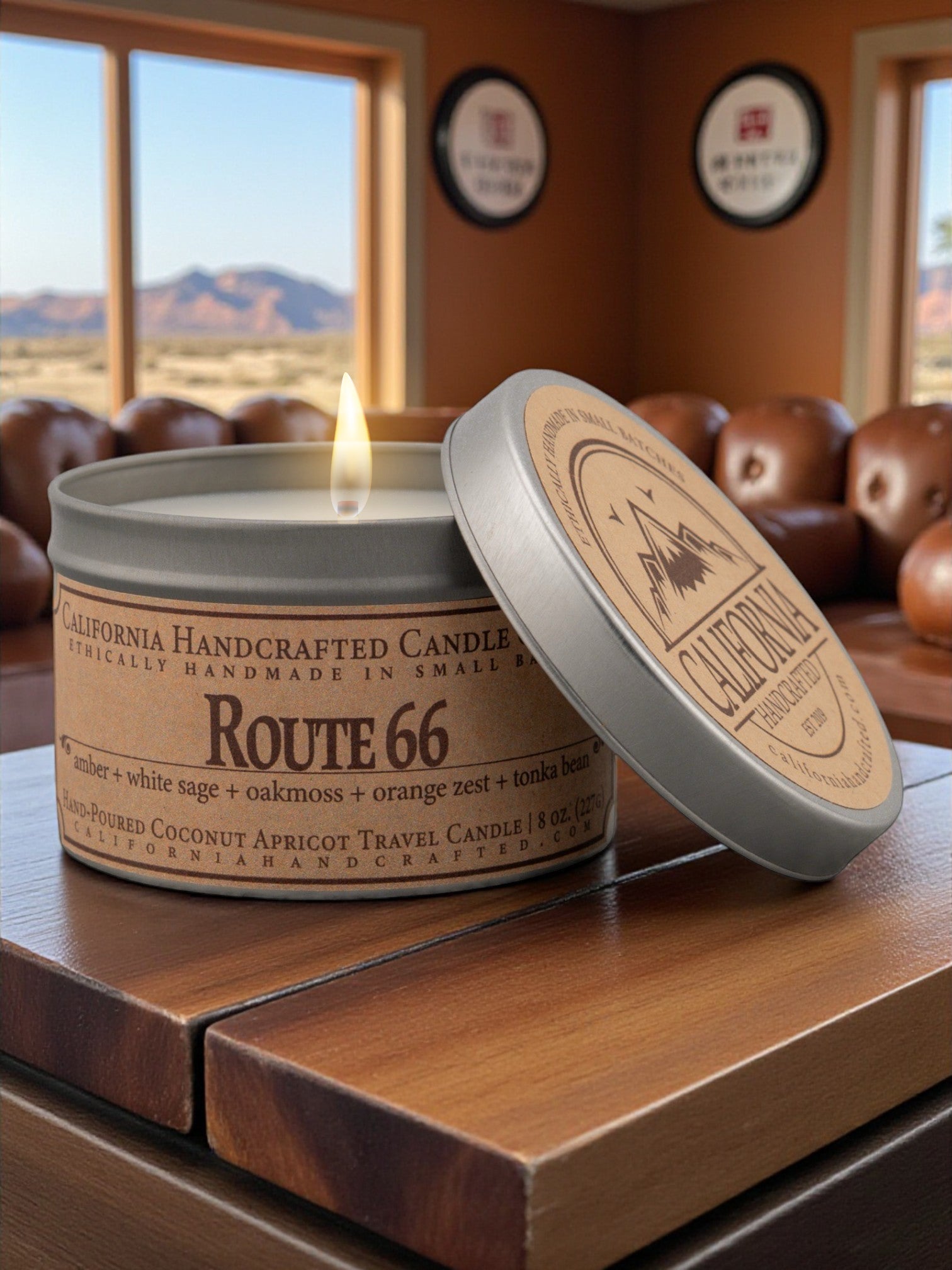 Route 66 Travel Candle - California Handcrafted